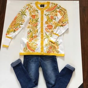 Bob Mackie Multi Print Fruit Cardigan